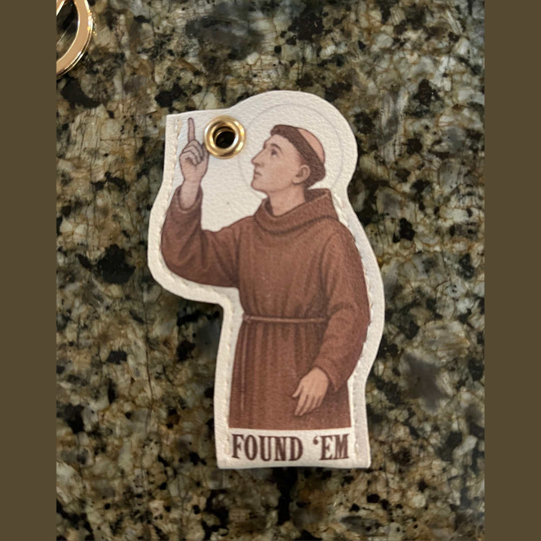 St. Anthony "Found Em" AirTag Holder Keychain