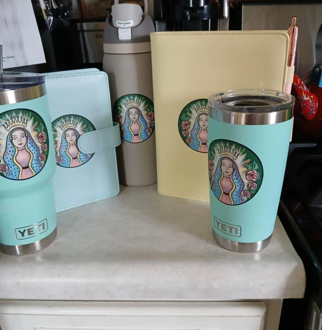 Colorized "Our Lady of Coffee" 3 in. sticker (3-pack)
