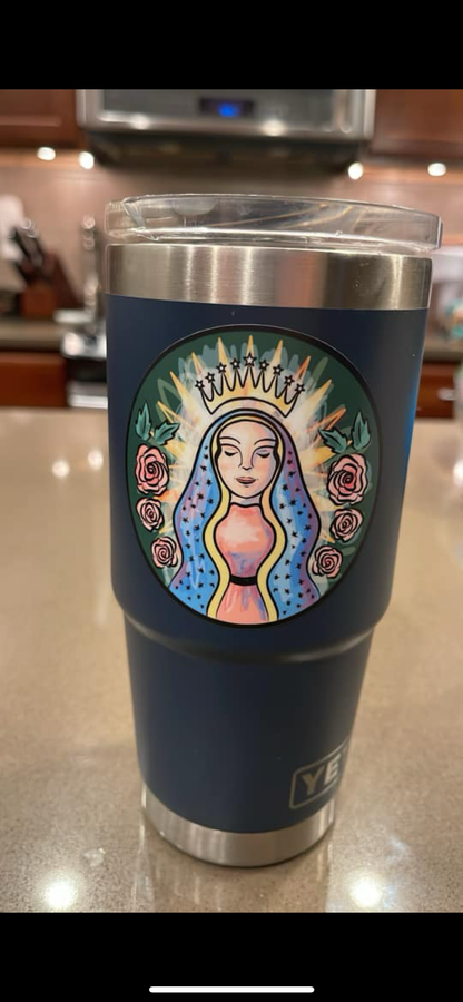 Colorized "Our Lady of Coffee" 3 in. sticker (3-pack)