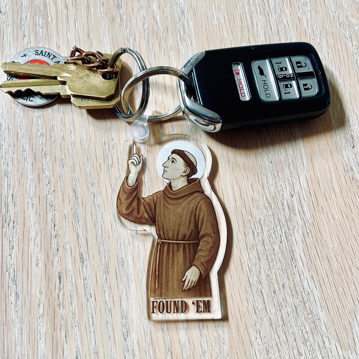 St. Anthony "Found Em" Acrylic Keychain