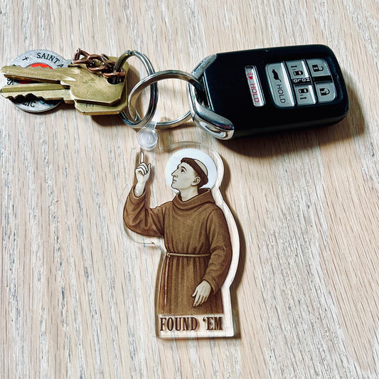 St. Anthony "Found Em" Acrylic Keychain