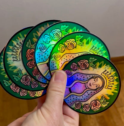 Holographic Our Lady 3 in. vinyl sticker (3-pack)