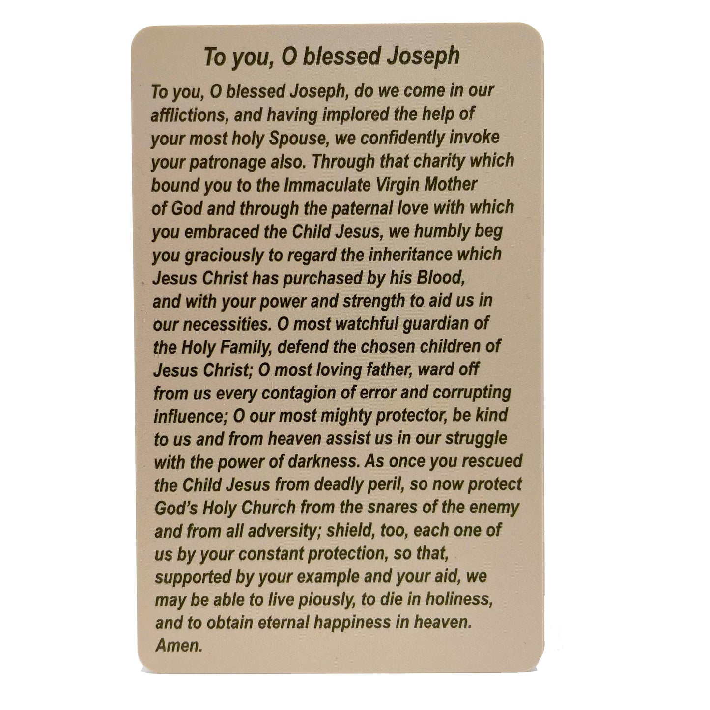 St. Joseph Prayer Cards - Durable Plastic Wallet Sized Holy Cards (25 pk)