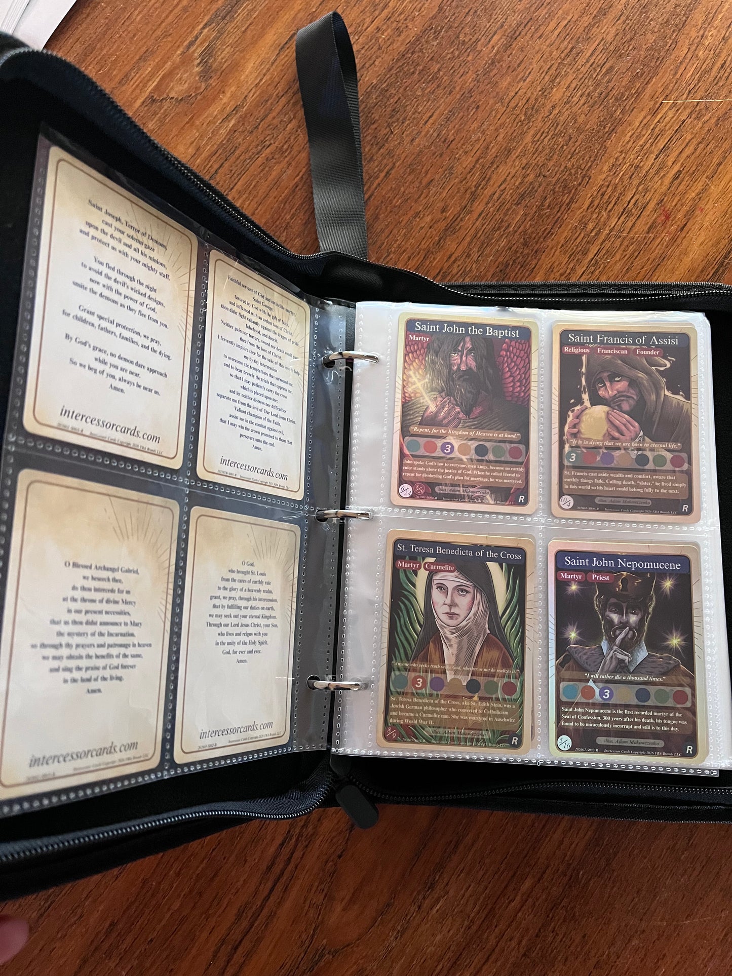 St. John Vianney card binder inside