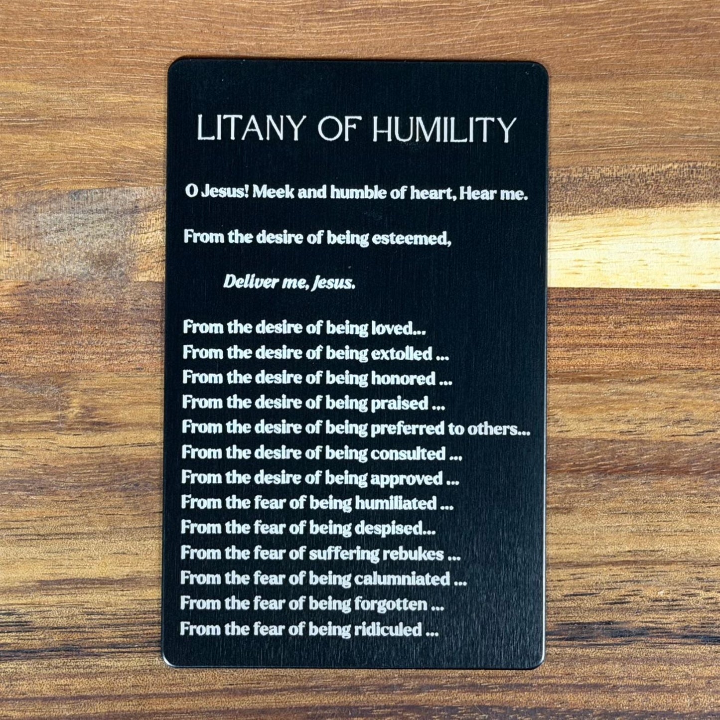 Litany of humility Premium Metal Prayer Card